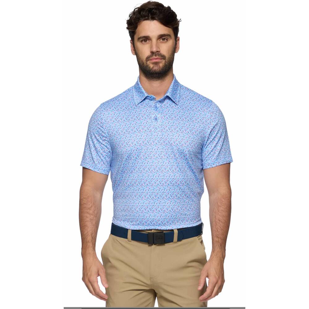 NEW FLAGS & ANTHEM santee mvp polo shirt in blue combo